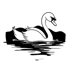 Swan On The Water In Flat Cartoon Style