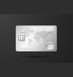 3d Realistic Gray Silver Credit Card On