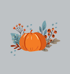 Autumn Banner With Pumpkin Composition