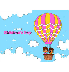 Children On Air Balloon Poster