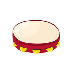 Tambourine In Cartoon Style Isolated