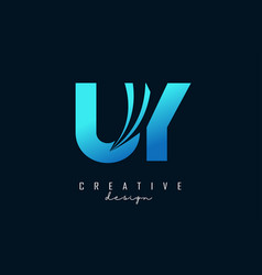 Creative Blue Letters Uy U Y Logo With Leading