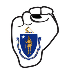 Massachusetts State Flag Power Fist