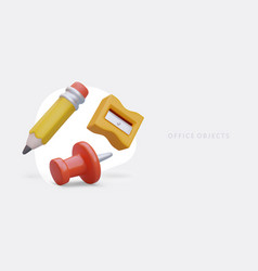 Set Of Realistic Office Objects Colored Pencil