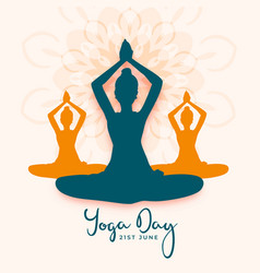 21st World Yoga Day Background With Women Doing