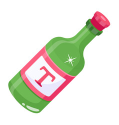 Alcoholic Wine In A Bottle Flat Icon