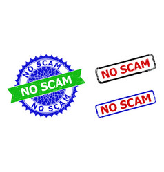 No Scam Rosette And Rectangle Bicolor Badges