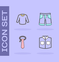 Set Shirt Sweater Tie And Short Or Pants Icon