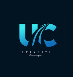 Creative Blue Letters Uc U C Logo With Leading