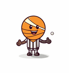 Cute Basketball Mascot Character With Referee