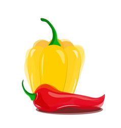 Yellow Bell Peppers And Red Hot Chili