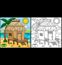 Nipa Hut Summer Coloring Page Colored