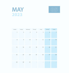 Vertical Calendar Page Of May 2023 Week Starts