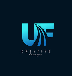 Creative Blue Letters Uf U F Logo With Leading