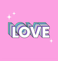 Love Lettering With Rainbow Shadow In Retro Style