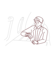 Mature Rich Man Look At Clock Sitting In Plane