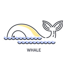 Whale Half Seen Above Ocean Water Line Icon