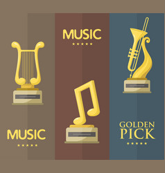 Gold Rock Star Trophy Music Notes Best