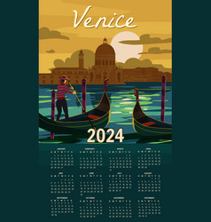 Calendar 2024 Venice Italia Poster Retro Style