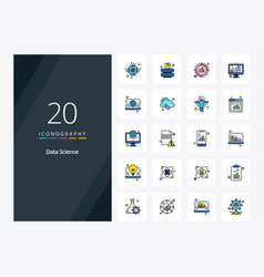 20 Data Science Line Filled Icon For Presentation