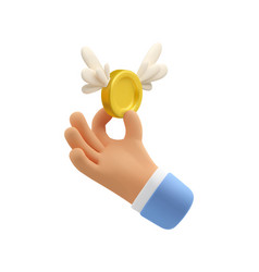 3d Hand With Gold Coin Icon