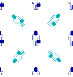 Blue Businessman Icon Isolated Seamless Pattern On