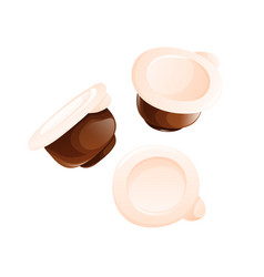 Coffee Creamer Portions Cartoon On White