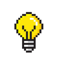 Pixel Art Light Bulb Icon Idea Lamp Thinking