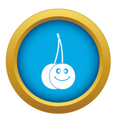 Ripe Smiling Cherry Icon Blue Isolated