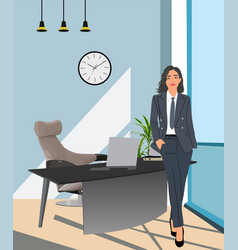 Young Business Woman Standing In Modern Office