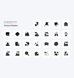 25 Factory Pollution Solid Glyph Icon Pack