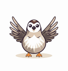 A Cute Cartoon Sparrow With Wings Isolated