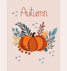 Autumn Banner With Pumpkin Composition