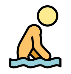 Careless Swimming Icon Color Outline