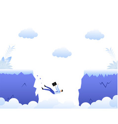 Cartoon Icon With People Chasm Man Falling Down