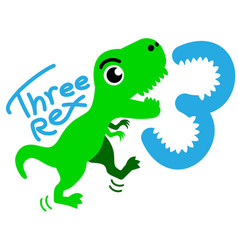 Green Dinosaur Three Rex Cartoon Trex