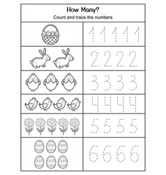 How Many Count And Trace The Numbers Easter