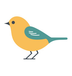 Simple Yellow Bird With A Green Wing Standing