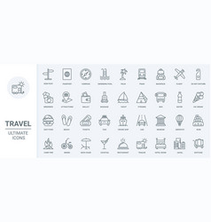 Travel Thin Line Icons Set Cruise Collection