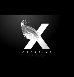 White Letter X Logo Brush Stroke With Artistic