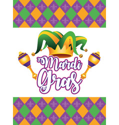 Mardi Gras Carnival Lettering With Jester Hat