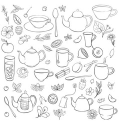 Tea set isolated on white background hand drawn Vector Image