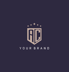 Ac Initial Shield Logo Icon Geometric Style Design