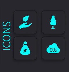 Set Co2 Emissions In Cloud Leaf Hand Tree