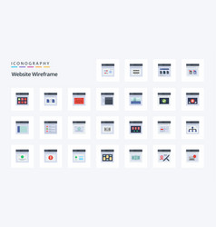 25 Website Wireframe Flat Color Icon Pack