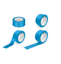 3d Realistic Glossy Blue Tape Roll Icon Set