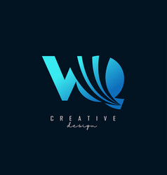 Creative Blue Letters Vq V Q Logo With Leading