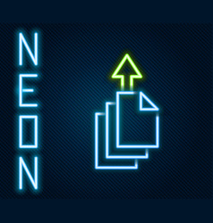 Glowing Neon Line Data Export Icon Isolated