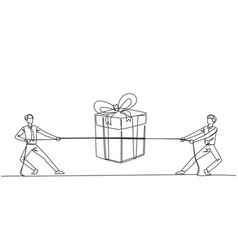 Single Continuous Line Drawing Two Businessmen