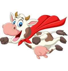 Cartoon Cute Superhero Cow Flying